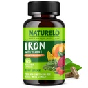 NATURELO Vegan Iron Suplement with Vitamin C and Organic Whole Foods