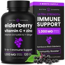 NutraChamps Elderberry dengan Vitamin C dan Zinc - 5 dalam 1 Imunity Suplement, 10000mg Sambucus Black Elderberry Capsules dengan Vitamin D3 5000 IU, Sambucus Elderberry Ekstrak Imune Dukungan untuk Dewasa