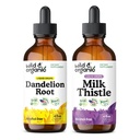 Wild & Organic Dandelion Root Tincture & Milk Thistle Tincture 4 lf oz - Liver Cleanse Detox Dukungan - Dandellion Root Extract Drops - Milk Thistle Supplemen - No Sugar & Alkohol