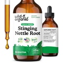 Wild & Organic Stinging Nettle Tincture - Stinging Nettle Root Extract Drops for Men & Women - Liquid Urtica Dioica Suplemen - Vegan, Sugar & Alcohol- Free - 4 fid oz