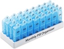 Daviky Monthly Pill Organizer 2 Kali sehari, 30 Hari Pill Box AM PM dengan Kontainer Terpisah, Kasus Pengobatan Satu Bulan Dua kali sehari untuk Menahan Vitamin, Suplemen dan Obat (Biru)
