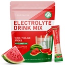 Paket Bedak Elektrolytes - Sugar Free, Alamiah Flavored, 10 Electrolite & Vitamin Electrolite Minum Mix - Flavors Semangka, Keto Friendly, Vegan, Non- GMO, 18 Paket