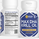 Tambahan Minyak Krill Antartika - DHA EPA Omega 3 Tambahan dengan Antioksidant Astaxanthin - Omega 3 Minyak Ikan untuk mendukung Otak, Hati & Gabungan Kesehatan - 60 Krill Oil SoftGels