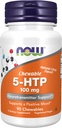 Suplemen NOW Foods, 5- HTP (5- hydroxypyptophan) 100 mg, Neurotransmitter Dukungan *, 90 Chewables