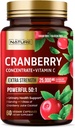 Dibangun oleh Nature Cranberry Pil 25.000mg - Ekstra Kekuatan 50: 1 Ekstraksi dengan Vitamin C