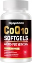 CoQ10-400m-Softgeels dengan PQQ, Omega- 3, Koenzim Q10 (Ubiquinone) Suplemen untuk High- Absorpsi, Powerful- Antioksidant, Dukungan Heart & Energi- Produksi, 120 Pelayan.