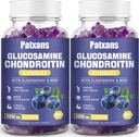 2 Packs 3000MG Glucosamin Chondroitin Gummies - Ekstra Kekuatan Kesehatan Gabungan & MSM Elderberry Dukungan Bersama Alam, Fleksibilitas, Antioksidant Immune Dukungan untuk Dewasa, 120 Gummi.