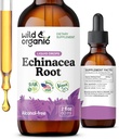 Wild & Organic Echinacea Tacture - Imune Support Drops with Liquid Echinacea Root Extract - Angustifolia Suplemen - Vegan, Sugar & Alcohol- Free - 2 fl oz