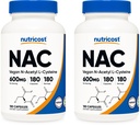 Nutricost N-Acetyl L-Cysteine (NAC) 600mg, 180 Capsules - Non-GMO, Gluten Free (Pack of 2)