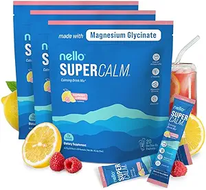 Bello Minuman Supercalm Mix - Ashwagandha KSM 66, Magnesium Glycinate & L-Theanine Suplemen, Vitamin D3 - Ashwagandha Root Extract (3- Pack)