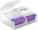 EZY DOSE Daily Push Button Pill Case, Medicine Planner, Vitamin Organizer Box, 2 Kali sehari, AM / PM Kompartemen Besar, Arthritis Friendly, Clear Lids, Warna May Vary, BPA Free