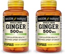 MASON NATURAL Whole Herb Ginger 500 mg, Suplemen Herbal Alam, 60 Kapsul (Paket 2)