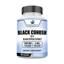 Tambahan Standar Amerika Hitam Cohosh 1300mg Per Serving dengan Black Pepper Fruit Extract - Vegan, Gluten Free, Non-GMO, 90 Capsules, 45 Pelayan