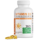Bronson Vitamin D3 10.000 IU (250 mcg) Potensi Tinggi - Mendukung Sistem Ammune Sehat, Tulang Kuat, Otot & Gigi - Non GMO, 360 Softgel