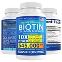 Biotin dan Collagen Vitamin + Keratin dengan Pembengkakan - Pengobatan Rambut & Pria - Follikel, Suplemen Skin dan Nails untuk Pertumbuhan Rambut & Postpartum Dukungan - GMO Bebas & Gluten Bebas (60 Caps)