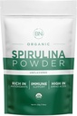 Spirulina Powder Organic 225g - 64 Servings 3.5g Serving Size - USDA Disahkan - RAW Nutrient Desense Lebih dari 70% Protein Per Serving - Pemurnian Sumber Vegan Protein - Superfood