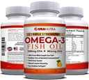 Tambahan Minyak Ikan Omega 3 3600mg dengan EPA dan DHA untuk Perempuan dan Pria Dukungan Gabungan, Otak dan Kesehatan Jantung 120 Suftgel, Persediaan 40 Hari