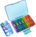 MURRI & MURRDI Pill Organizer 4 kali sehari, kotak pil KB Harian Besar Kasus Obat Mingguan 7 Hari Pill Dispenser untuk Pil, Vitamin, Ikan Oil, Obat-obatan, Suplemen (28 Sel, Multicolored)