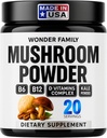 Powder Mushroom Instant 10: 1 - Cordyceps Mushroom Suplemen dengan Reishi, Chaga & Shiitake - Caffeine- Free Nighttime Minum dengan B6, B12, D + Progories Mushroom Cacao Managanic Blaend (Tak Ada Penari)