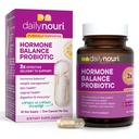 Daily Nouri Hormone Probiotic for Women Alagly 124; Supports Healthy Estrogen, PMS, PCOS, Perimenousase, Vaginal pH, Yeast, Gut Health, Skin & Imunity 124; 7 Strains + Vegan Omega Oil 1444- Day Suply