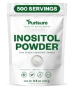 Purisure Myosiol Powder, 250g, Fertility, Hormonal Saldo dan Ovarian Dup, Myo Inositol Suplemen untuk mendukung Energi dan Otak Wellness, Vegan, Non-GMO, 500