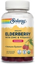 SOLARAY Organic Elderberry Gummies w / Zinc & Vitamin C 124; Healthy Ammune System Dua124; Gluten Free 124; 30 Serv, 60 Ct