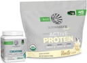 Sunwarrior Active Organic Protein Powder Plant-Based Vanilla Flavored 45 Servings & Creatine Monohydrate Powder 60