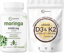 Mikro Ingrediens Vitamin D3 100000iu + K2 200mcg Coconut Oil Softgels & Moringa Oleifera 6000mg Equivalen 300 Capsules Bundle 2 Pack 124; Estial Sunshine Vitamin 124; antioksidant Suplemen