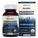MycoMax Mushroom Complex - 70% Beta Gerians, Max Potency Mushroom Suplemen, US Grown + Ultrasonic Extraction - Limons Mane, Cordyceps, Reishi & More - Kognition, Immunity, Energy - 60 kapsul