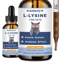 Tambahan L-Lysine untuk Kucing - Dukungan Imunitas - 60ML Lysine untuk Respiratory Feline, Sneezing, Hidung Runny, Eye Fungsi - Kandang Antibiotik Kucing Alam - Roast Chicken Flavor