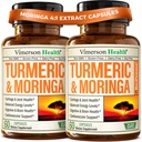 Tambahan Curcumin Moringa + Turmeric untuk Kesehatan Gabungan, Kesehatan Gut, Energi dan Kebal Dukungan - Total Wellness Formula - Curcumin Tumeric dengan Pepper Hitam & Moringa Pure Capsules - 60 Count - 2 Pack