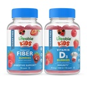 Lifeable Sugar Free Preciotic Fiber Kids + Vitamin D Kids, Gummies Bundle - Great Tasting, Vitamin Suplemen, Gluten Free, GMO Bebas, Gummy Chewable