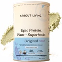 Sprout Living Plant Based Protein & Superfood Powder, Original, Unflashted 124; Organic Protein Powder, Vegan, Non Dairy, Non-GMO, Gluten Free, Sugar Free, Perfect Keto Drink (2 lb)