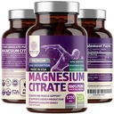 Pure Magnesium Citrate Capsules 1250mg, Easily Absorbed dan Purified Trace Mineral for Muscle and Digetical Duption, 120 Caps