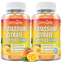 Potassium Citrate Gummies, Potassium Tinggi Tambahan Gummies 1200mg Dukungan Kram Kaki & Otot Kesehatan, Gummi Potasium untuk Dewasa & Anak-Anak, Vegan, Mango Flavor 120 Count