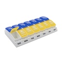 EZY DOSE Weekly (7-Day) AM / PM Pill Organizer, Daily Vitamin Container and Medicine Box, Kompartemen Besar-Out, Dirancang untuk Perjalanan, 2 Kali sehari, Blue and Yellow Lids