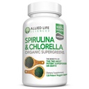 Hidup Sekutu Spirulina dan Chlorella 124; Chlorophyll Vegan Powder Hijau Superfood 124; 120 Capsules
