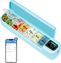 Daviky Smart Pill Organizer dengan Alarm, Bluetooth Daily Once a Day Box 7 Day with APP, Weekly Travel Pill Case, Portable Pil Reminder for Medicine, Suppores and Vitamin (Green)