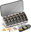 Weekly Pill Organizer 3 Kali sehari, GloDeals Large Travel Pill Box 7 Day, Am Pm Three Daily Pil Kasus dengan Kontainer Medicine Removable, Pill Holder for Vitamin, Suplemen, Fish Oil, Black