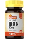 Sundance Iron 45mg Slow Rilis Pill 124; 50 Tablet: 124; Suplemen Mineral Escule 124; Vegetarian, Non-GMO, dan Gluten Free Formula