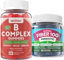 2 Pack Methylated Vitamin B Kompleks + 1 Pack Sugar Free 10g Prebiotic Fiber Supplemen, Gummies untuk Dewasa