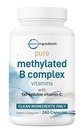 Mikro Ingredients Pure Methylated B Complex, 240 Capsules 124; 11- 1 Formula dengan B12, Thiamin, Folate, Inositol, Choline & Vitamin C 124; Supports Energy, Mood & Nerve Health