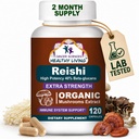CANCER SCIENCES Reishi Wellness Mushroom Kapsul, USDA Certified Ekstranial Mushroom Ekstra 1.500 mg, Potensi 40% Beta- Gluans, Dukungan Imunitas, Antik, 120 Capsules