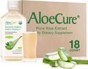 AloCure USDA Organic Aloe Vera Juice Made Inside 12 Hrs of Harvest - Pure Aloe Juice Natural Digetical Support Dibuble, Imune System and Balanced Stomach Acidity, 18 x 500ml Botol