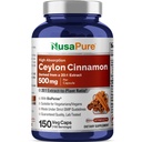 NusaPure Ceylon Cinnamon20: 1 Ekstraksi, 500 mg Equivalen dengan 10.000 mg Per Caps 14; 150 Veggie Capsules 126; Non-GMO, Vegan dengan Bioperine