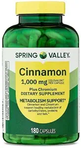 Cinnamon Lembah Musim Semi Generik Plus Chromium, 1.000 mg, 180 Count Kapsul - Suplemen Diet Alam untuk Wellness Umum & + Sticker Dri Store