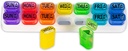 GMS Weekly Pill Organizer - 7 Day AM / PM Pop Out Pill Pods for Suplemen, Vitamin & Medications - Ideal for Daily Use & Travel - Rainbow