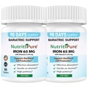 Carbonyl Iron Tablet 65 mg dengan 270 mg Vitamin C 124; 180 Hari Suply 124; untuk Perempuan / Pria 142; Potency Bariatric Vitamin Tinggi untuk WLS Termasuk Gastric Bypass 124; Dye Free (2)