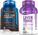 Herbtonics Apple Cider Pinegar Capsules Plus Keto BHB 124; Fat Burner & Weight Looss Suplemen Perempuan & Men - Liver Cleanse Detox & Repair Formula dengan Milk Thistle Artichoke dan 24 Herbs Liver Health