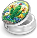 Pill Box-3 Comment Small Pill Case for Purse & Pocket Mini Metal Pill Travel Container to Hold Suplemen Vitamin BPA- Free (Cactus)